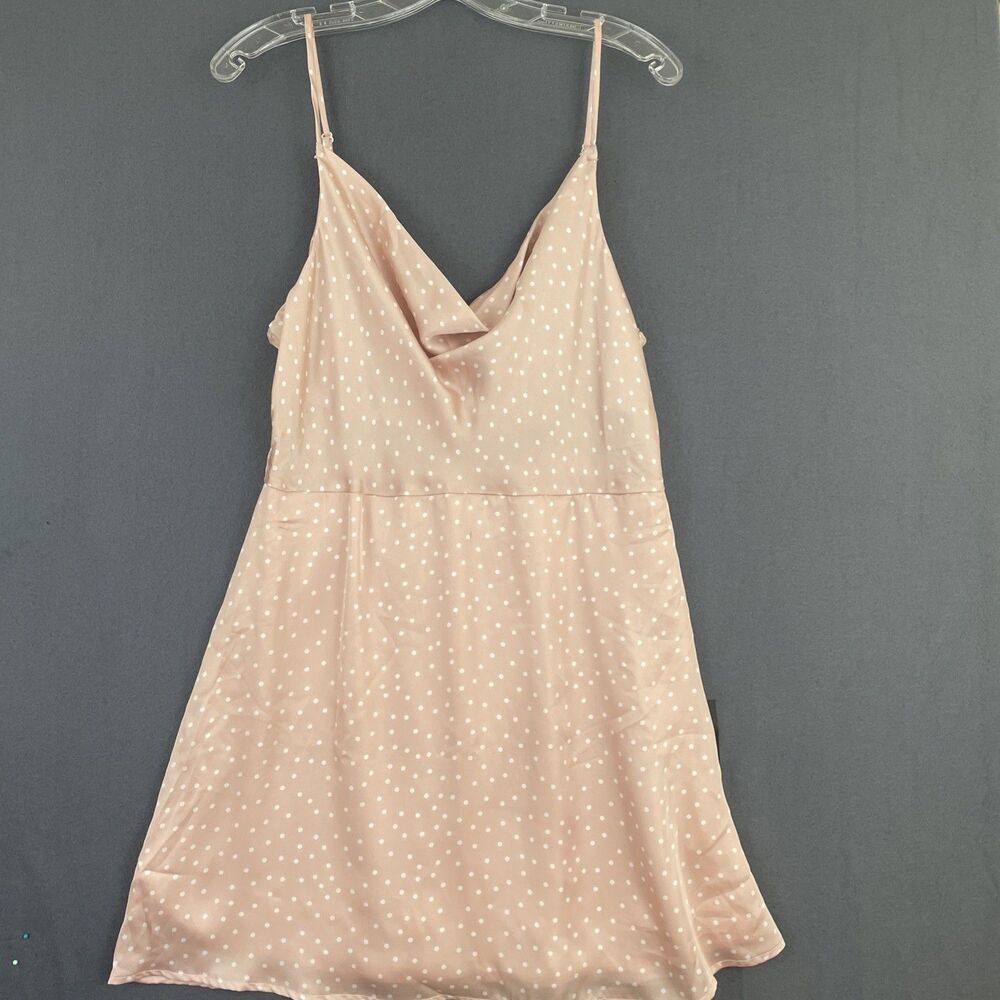 NWT Lulu's Cowl Neck Mini Dress Baby Pink Polka Dot Womens Sz XL